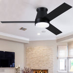 ZUN 48" Black Lowe Profile Ceiling Fan with Light W1367134129