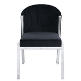 ZUN ACME Fallon Side Chair , Black Velvet & Mirrored Silver Finish DN01955