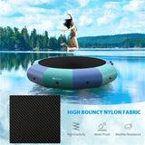 10 Feet Floating Water Trampoline - 330 lbs Capacity, Durable PVC/Oxford Cloth, with 500W Inflator & 93091200