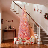 7ft Pink Pencil Christmas Tree, 527 Snow-Flocked Tips, 180 Warm White LEDs w/ 28282556