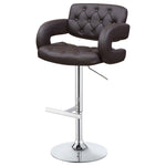 ZUN Brown and Chrome Adjustable Bar Stool B062P153486