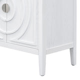 Retro Sideboard door with Circular Groove Design Round Metal Door Handle for Entrance, Dinning Room, 91518622