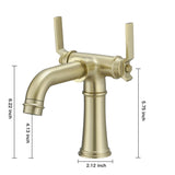 ZUN Industrial Pipe-Style Bathroom Faucet Brushed Gold 2-Handle Vanity Mixer Tap Pop-Up Drain Included W1920P254920