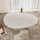 59" Freestanding Solid Surface Bathtub, Luxury Handcrafted Stone Resin Freestanding Soaking Bathtub W1573P176229