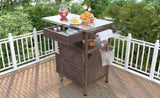 K&K 40.5" Outdoor Grill Cart with Stainless Steel Top, Solid Wood Outdoor Storage Cabinet with Drop N707P228272Z