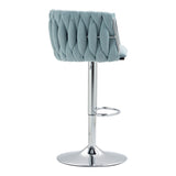 360&deg Fabric cover Swivel Bar Stools Set of 2, Adjustable Counter Height Bar Chairs with Woven Back & W2215P252782
