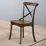 Set of 2 "X" Metal Back Side Chairs, Dark Oak and Black B016P314477
