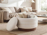 Round Rotating Storage Footstool with Solid Wood Frame, No Assembly Required Makeup Chair with 5.5 89655409