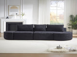 106.3-inch V-shaped modular sofa set in chenille fabric, featuring three throw pillows and two W3505P383964