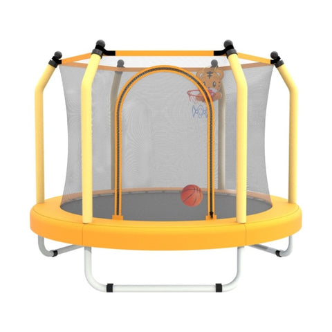 ZUN 55-inch Trampoline for Kids Indoor & Outdoor Small Toddler Trampoline with Basketball Hoop W1163P248687