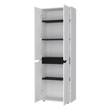 FM FURNITURE Keyser Multistorage Kitchen Pantry with 5 Shelves and 4 Doors, White/Black B128P321071