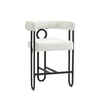 ZUN House Hold Bar Set of 1, Modern Bar Stool with Back, Black Metal Frames, Upholstered Bar W1588P207632