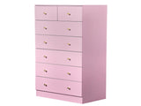 25.98"*15.75"*51.57" 6-tier 7-Drawer Cabinet Drawer Dresser with Gold Handles Macaron Pink 69590279
