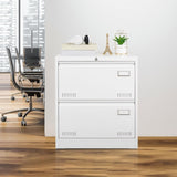 Filing Cabinet Lateral File Cabinet 2 Drawer, White Filing with Lock, Locking Metal File W1247P160451