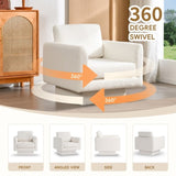 360&deg Modern Swivel Accent Chair,30" W Teddy Sherpa Round Armchair,Thick Padded Single N723P225031K