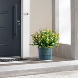 Set of 3 Grid Ceramic Flowerpot, Modern Planter for Patio, Garden, Windowsill - Blue Green W3273P322259