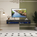 ZUN 180 Wall Mounted Floating 80" TV Stand with 20 Color LEDs and Charging Station W331P225208