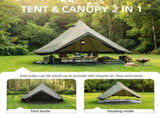 4 Season Bell Tent 13.1FT, Green Waterproof Glamping Yurt Tent with Stove Jack, Fits 8 People Family W3636P456623