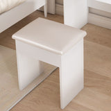 Modern Mini Dressing Table with LED-lit Mirror & Hidden Storage,Includes Padded Stool,Adjustable 71257421