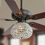 ZUN 52 Inch Crystal Ceiling Fan With 3 Speed Wind 5 Plywood Blades Remote Control Reversible AC Motor W882P144375