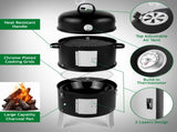 Vertical Steel Charcoal Smoker, Heavy Duty Double Layer Round BBQ Grill for Outdoor Cooking, Black 53758483