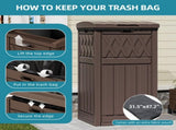 32 Gallon Outdoor Trash Can, Waterproof Resin Garbage Bin with Lid & Drip Tray for Porch Backyard 77315868