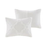 3 Piece Tufted Cotton Chenille Geometric Comforter Set Off-White Full/Queen B03597079