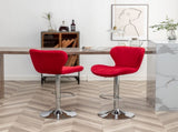 Ellston Upholstered Adjustable Swivel Barstools in Red, Set of 2 T2574P165086