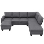 ZUN [New] 104.3*78.7" Modern L-shaped Sectional Sofa,7-seat Linen Fabric Couch Set with 68288561