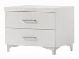 Modern Contemporary Bedroom Furniture White Finish Nightstand of 2x Drawers Metal Legs Wooden 1pc B011P316891