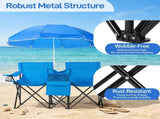 55.91"*19.69"*31.50"Double Folding Beach Chair with Removable Adjustable Umbrella, 2-Person XL 87545942