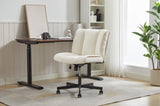 ZUN Armless Desk Chairs with Wheels Office Chair Vanity Chair with Technical Cloth Adjustable Swivel W2725P207683