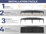 3 x 6m Four Windows Practical Waterproof Folding Tent Black 83265586