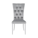 Set of 2 Velvet Upholstered Side Chairs, Grey and Chrome B016P227275