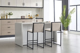 Counter Height Bar Stools Set of 2, Upholstered Linen Bar Chairs, Metal Footrest and Frame for W1249P257008