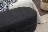 036-Boucle Fabric Storage Bench Bedroom Bench With Wood Legs For Living Room Bedroom Indoor,Black 03556794
