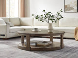 40inch Large Curved 2 Tier Traditional Round Circle Wooden Center Coffee,Mid Century Rounded W2582P202642