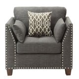 Light Charcoal Flared Arms Chair with Accent Pillows B062P182692