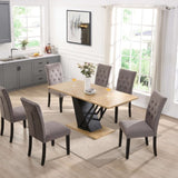 61.81 inch Extendable Dining Table, Modern Geometric Rectangular Table with Sturdy Metal W2317P251956