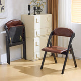 Set of 2 Wooden Folding Chairs with Padded Seats, Portable Simple Folding Chairs with Cushion for 56717735