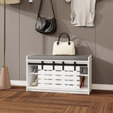 ZUN Modern Shoe Storage Bench, 2-Tier Entryway Bench with 2 Sliding Barn Doors & Full Soft Removable W282P224756