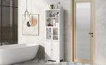 ZUN White Tall Storage Cabinet with Shelves and Doors for Bathroom, Kitchen and Living Room, MDF Board WF295070AAK