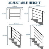 Handrails for Outdoor Steps, Wrought Iron Handrail Fits 1 to 4 Steps, Transitional Handrail with 72072019
