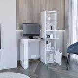 Writing Desk With Bookcase and Cabinet, White B097120594