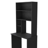Computer Hutch Desk, Lower Shelf, Four Shelves, Black B097133217