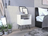 ZUN Augusta Nightstand , End Table, Side Table Single Door Cabinet, Hairpin Legs -White B20092075