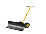 29" Blade Rolling Snow Pusher, Wheeled Snow Shovel with Adjustable Handle for Driveway & Sidewalk, 66892533