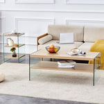 ZUN Double layered rectangular coffee table.The board is made of MDF with wooden stickers, with W1151P183723