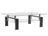 Arc Shaped Two Tiers Tempered Glass Coffee Table 58251189