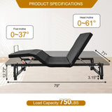 Adjustable Bed Base Frame Head and Foot Incline Quiet Motor King Size Zero Gravity, 4 Ports USB, W1038P194150